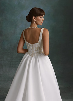 Azazie Belle Wedding Dresses Diamond White Champagne Ball-Gown Satin Dress image6