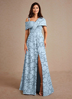 Azazie Milton Abiti per la Madre della Sposa Abito A-Line in Burnout Floreale Plissettato Azzurro image6