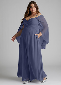 Azazie Cienna Brautjungfernkleider A-Linie Schulterfrei Chiffon Kleid Sturm image10