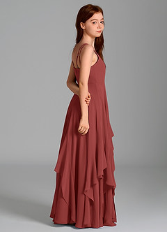 Azazie Karan Junior Vestido Terracota de Gasa de Corte en A image6