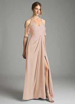 Azazie Dakota Bridesmaid Dresses English Rose A-Line V-Neck Pleated Chiffon Dress image5