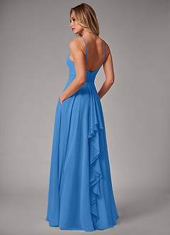 Azazie Amalia Bridesmaid Dresses Blue Jay A-Line Pleated Chiffon Dress image2