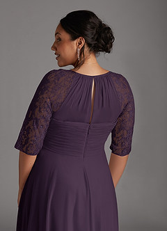 Azazie Gracelyn Mother of the Bride Dresses Plum A-Line Lace Dress image12