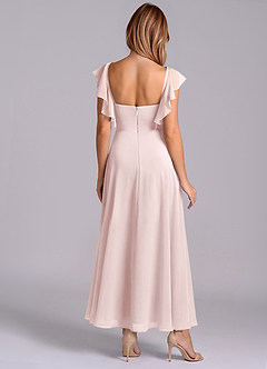 Azazie Leilani Bridesmaid Dresses Blushing Pink A-Line Ruched Chiffon Dress image2