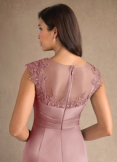 Azazie Santa Barbara Final Sale Agave Sheath Pleated Stretch Satin Dress image8