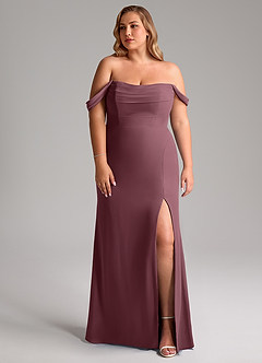 Azazie Saige Jurken voor bruidsmeisjes Converteerbaar Jurk van Chiffon met A-Lijn Off the Shoulder Sangria image10