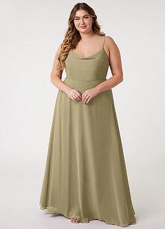 Azazie Daenerys Jurken voor bruidsmeisjes Jurk van Chiffon met A-Lijn Frock Mosgroen image8