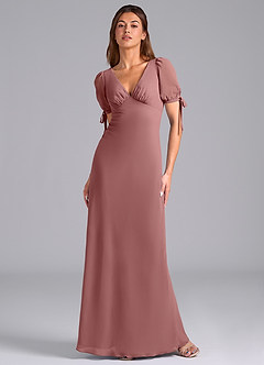 Azazie Pheby Bridesmaid Dresses Desert Rose A-Line Pleated Chiffon Dress image1