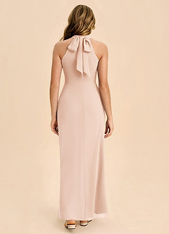 Azazie Doretta Junior Robe Fourreau en Mousseline de soie Plissée Rose Perle image2