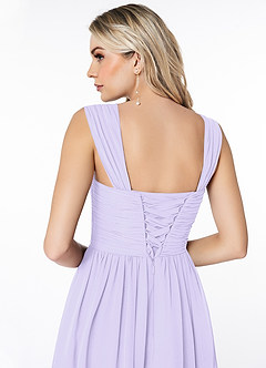 Azazie Angie Bridesmaid Dresses Lilac A-Line Corset Chiffon Dress image3