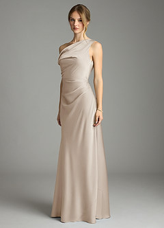 Azazie Emerson Brudtärnklänningar Klä av Sjöjungfru i Stretch Satin Av axeln Frost image4