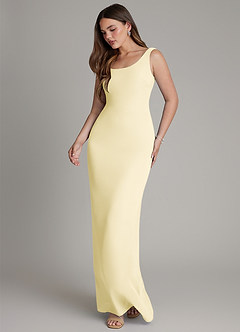 Azazie Hadley Essayer des robes à la maison Robe Sirène en Mousseline de soie Plissée Sorbet Citron image3