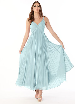 Azazie Raychelle Bridesmaid Dresses Sea Glass A-Line V-Neck Chiffon Dress image1