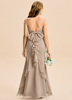 Azazie Lioren Junior Meerjungfrau-Linie Schleifen Chiffon Kleid Taupe image5