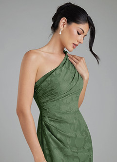 Azazie Akilah Jurken voor bruidsmeisjes Jurk van Bloemen Burn-out met Zeemeermin One-shoulder Eucalyptus image6