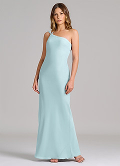 Azazie Monroe 신부 들러리 드레스 쉬스 한쪽 어깨 쉬폰 바닥 길이 드레스 image3