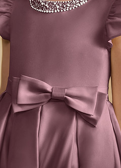 Azazie Pearl Flower Girl Dresses Vintage Mauve Ball-Gown Pleated Matte Satin Dress image7