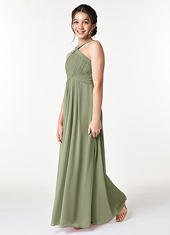 Azazie Anthea Junior Blue Jay Pleated Chiffon Dress image5