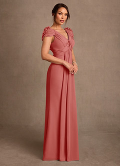 Azazie Louella Mother of the Bride Dresses Antique Rose A-Line Pleated Chiffon Dress image3