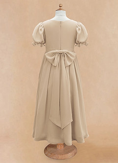 Azazie Joss Flower Girl Dresses Champagne A-Line with Sleeves Chiffon Dress image6