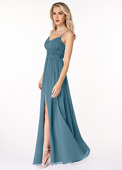 Azazie Yanelie Bridesmaid Dresses Bermuda A-Line Scoop Pleated Chiffon Dress image3