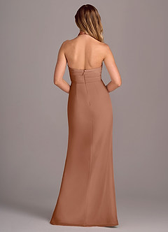 Azazie Jemma Bridesmaid Dresses Bronzer Sheath Pleated Chiffon Dress image2