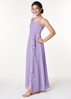 Azazie Naeem Junior Lilac A-Line Ruched Chiffon Dress image3