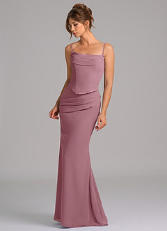 Azazie Sorrel Robes de demoiselle d'honneur Robe Sirène en Mousseline de soie Corset Mauve Vintage image6