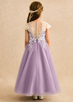 Azazie Dandelion Robe Demoiselle D'honneur Fillette Robe Princesse en Dentelle Glycine image5
