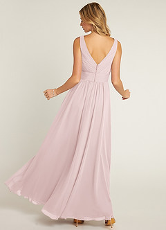 Azazie Pierrette Final Sale Blushing Pink A-Line Pleated Chiffon Dress image2
