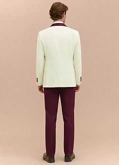 front Adrian Burgundy Shawl Lapel Structured Stretch Tuxedo Suit