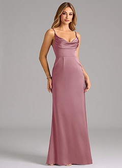 Azazie Aimee Bridesmaid Dresses Vintage Mauve A-Line Sweetheart Neckline Stretch Satin Dress image3