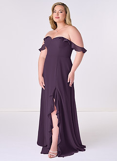 Barbie ♥ Azazie Final Sale Plum A-Line Off the Shoulder Chiffon Convertible Dress image9
