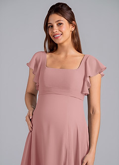 Azazie Bondi Final Sale A-Line Ruched Chiffon Floor-Length Dress image5