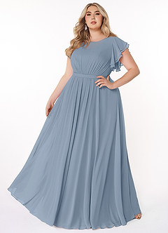 Azazie Daphne Modest Bridesmaid Dresses A-Line Ruffled Chiffon Floor-Length Dress image6