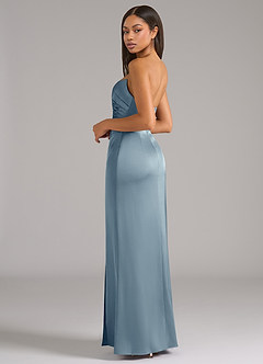 Azazie Marla Bridesmaid Dresses Dusty Blue Sheath Strapless Stretch Satin Convertible Dress image5