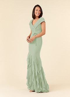 Azazie Bailora Mother of the Bride Dresses Dusty Sage Mermaid Ruched Chiffon Dress image2