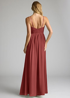 Azazie Alia Bridesmaid Dresses Terracotta A-Line Pleated Chiffon Dress image5