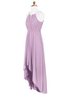 Azazie Oaklynn Junior Robe Trapèze en Mousseline de soie Plissée Frostiges Flieder image8