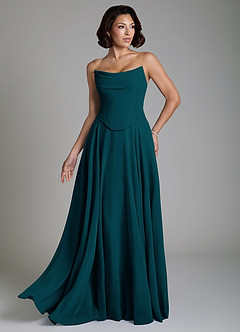 Azazie Ira Robes de demoiselle d'honneur Robe Trapèze en Mousseline de soie Corset Vert Pin image5