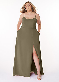Azazie Moira Bridesmaid Dresses Willow Green A-Line Scoop Chiffon Dress image7