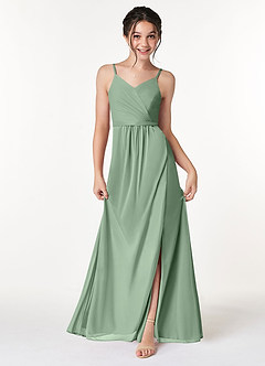 Azazie Luxy Plissee Gittergewebe Kleider Matcha image1