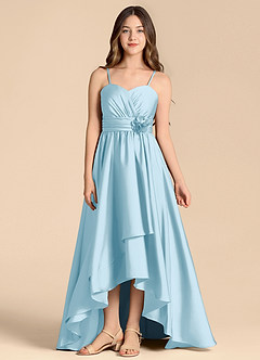 Azazie Catalina Junior Sky Blue A-Line Sweetheart Neckline Stretch Satin Dress image1