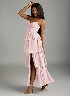 Azazie Kaiden Bridesmaid Dresses Blushing Pink A-Line Sweetheart Neckline Chiffon Dress image4