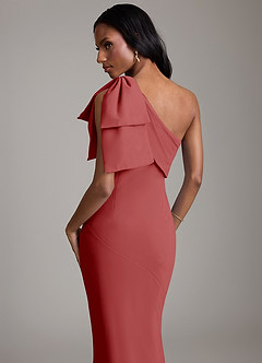 Azazie Yuanna Bridesmaid Dresses Rust Mermaid One Shoulder Chiffon Dress image7