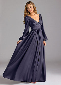 Azazie Norah Brautjungfernkleider A-Linie Stretch-Satin Kleid Sturm image3