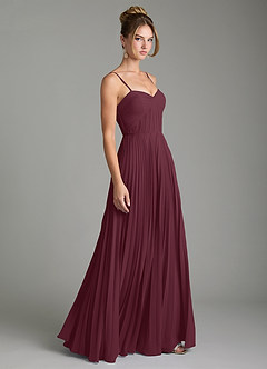 Azazie Teagan Robes de demoiselle d'honneur Robe Trapèze en Mousseline de soie Encolure en Forme de Cœur Cabernet image5