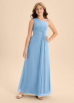 Azazie Brooke Junior Powder Blue A-Line Side Slit Chiffon Dress image4