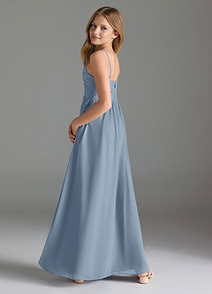 Azazie Alia Junior Dusty Blue A-Line Pleated Chiffon Dress image5