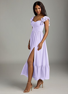 Azazie Anaya Bridesmaid Dresses Lilac A-Line Pleated Chiffon Dress image4